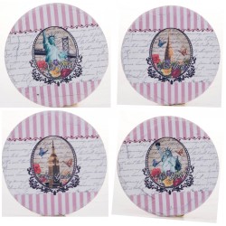 Pink Stripe New York City Statue of Liberty Empire State Building 4 Set Coaster